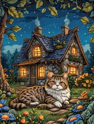 каменный дом и кот