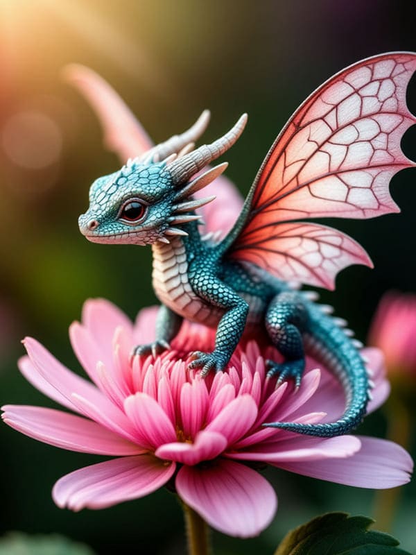 Дракон на цветке фигурка