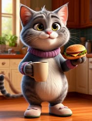 кот утром на кухни Пиксах