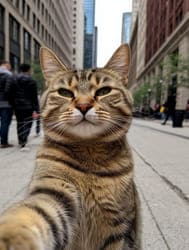 уличный кот делает селфи