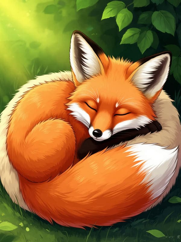 Аниме лисёнок пушистый спит