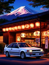 у магазина стоит магазина Toyota AE86