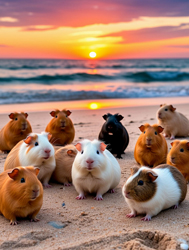 морские свинки на пляже