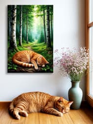 рыжий кот спит