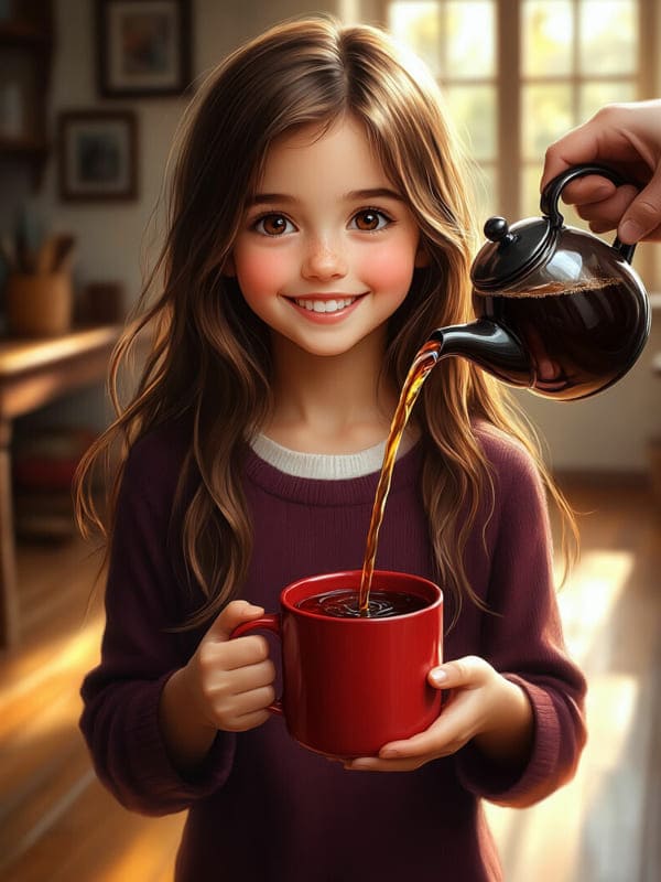 Девушке в красную кружку наливают кофе