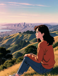 девушка на горе