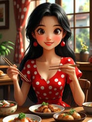 девушка в красном