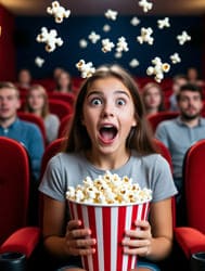 девушка и попкорн