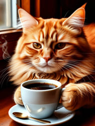 кофе с котом в лапах