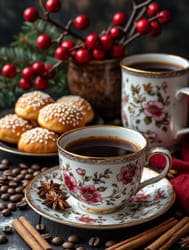 чашка с чаем зимой