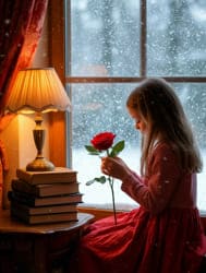 Девочка и роза картинка