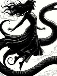 Змея с девушкой силуэт