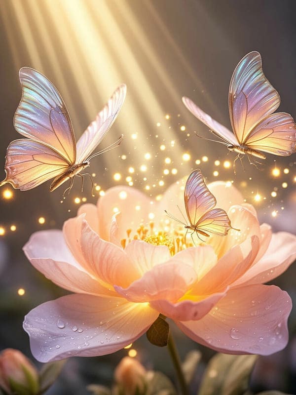 Красивые бабочки летают вокруг цветка