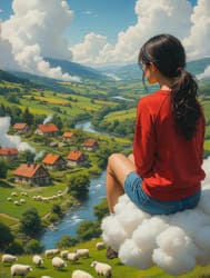 девушка и облако