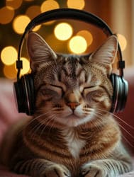 кот в наушниках