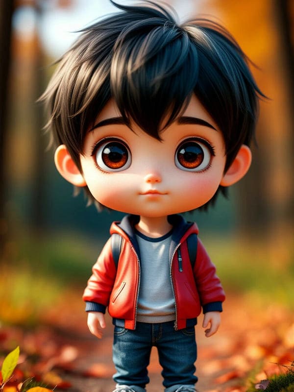 Фигурка из пластмассы и резины мальчик в куртке черноволосый