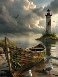 Маяк и лодка