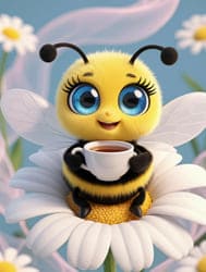 Милая пчелка на цветке ромашки